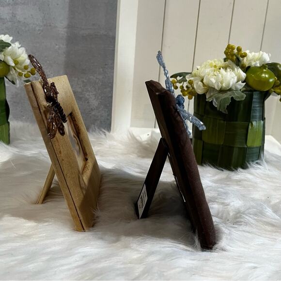 NEW Fusion x Pier 1 Silk Dragonfly 3x3 Square Picture Frame Set Chocolate Gold - Picture 11 of 16